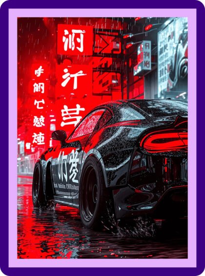 Toyota Supra A90 Neon Rain Aesthetic Poster