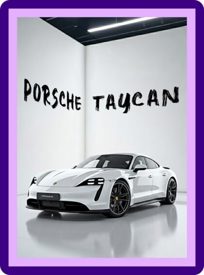 Porsche Taycan White Aesthetic Poster