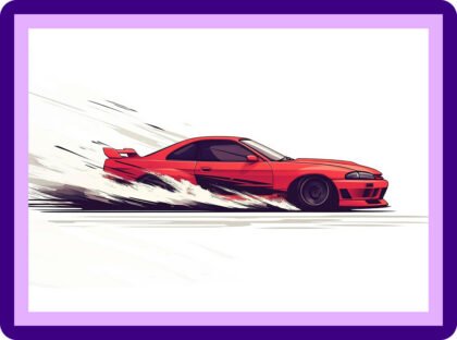 Nissan Skyline GT-R R33 Drift Red Aesthetic Poster