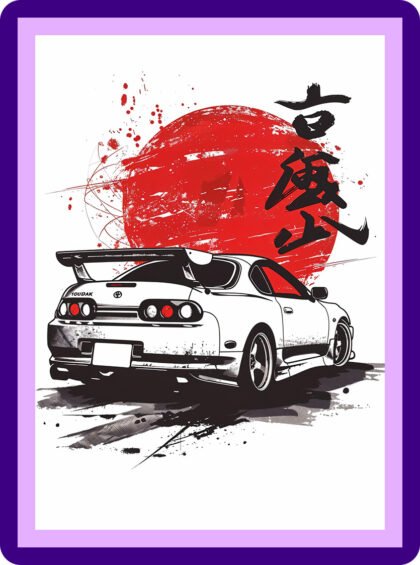 Toyota Supra A80 White Rear Wing Aesthetic Poster