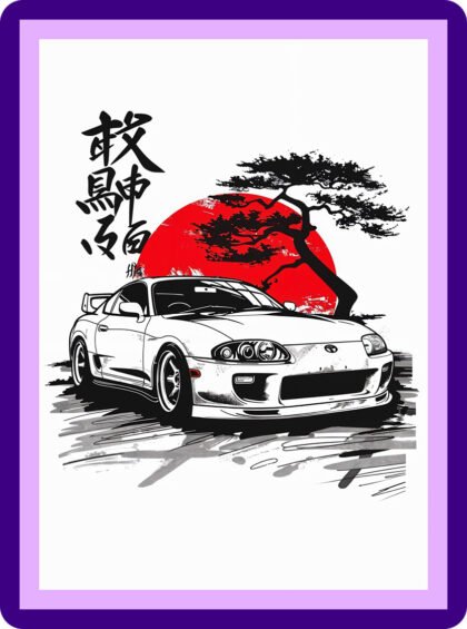 Toyota Supra A80 White Front View Aesthetic Poster