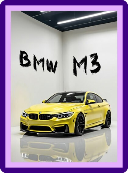 BMW M3 Coupe Speed Yellow Aesthetic Poster