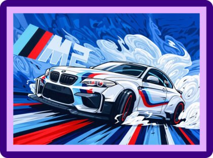 BMW M2 Competition Drift Graphics Aesthetic Poster