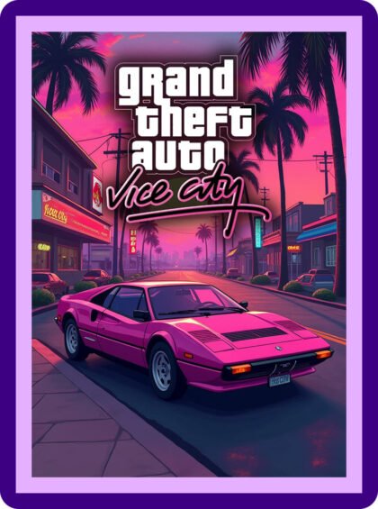 GTA Vice City Retro Neon Drive Aesthetic Poster