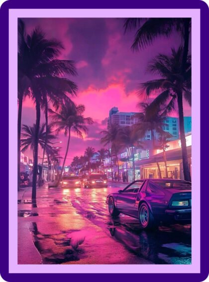 Retro Synthwave Sunset Drive Aesthetic Poster