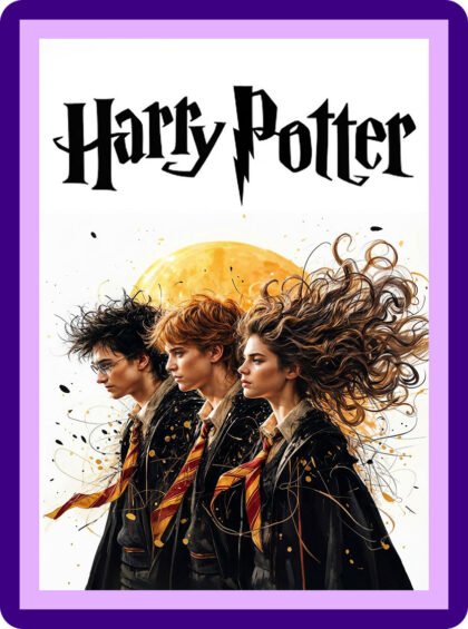 Harry Potter Trio Golden Moon Aesthetic Poster