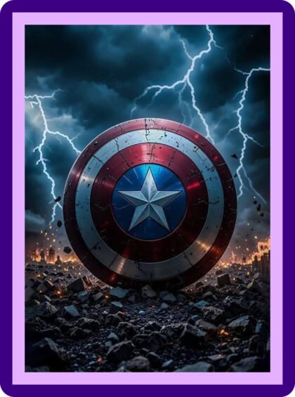 Captain America Vibranium Shield Storm Aesthetic Poster