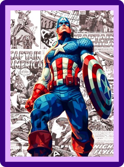 Captain America Comic Collage Hero Aesthetic Poster
