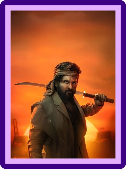 Allu Arjun - Pushpa Raj Sword Aesthetic Poster