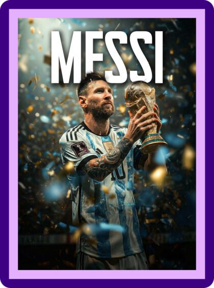 Messi - World Cup Trophy Gold Aesthetic Poster
