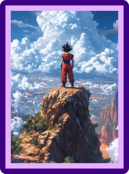 Goku Lone Warrior Cliff Edge Sky Vista Aesthetic Poster