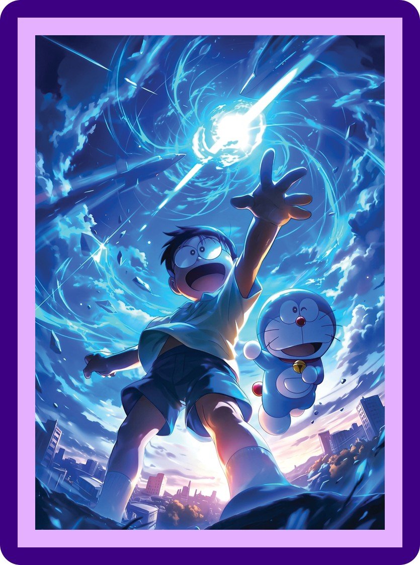 Doraemon & Nobita Epic Blue Sky Magic Portal Aesthetic Poster