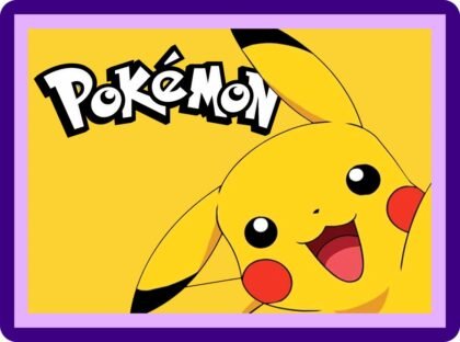 Pikachu Happy Yellow Pokemon Logo Aesthetic Poster