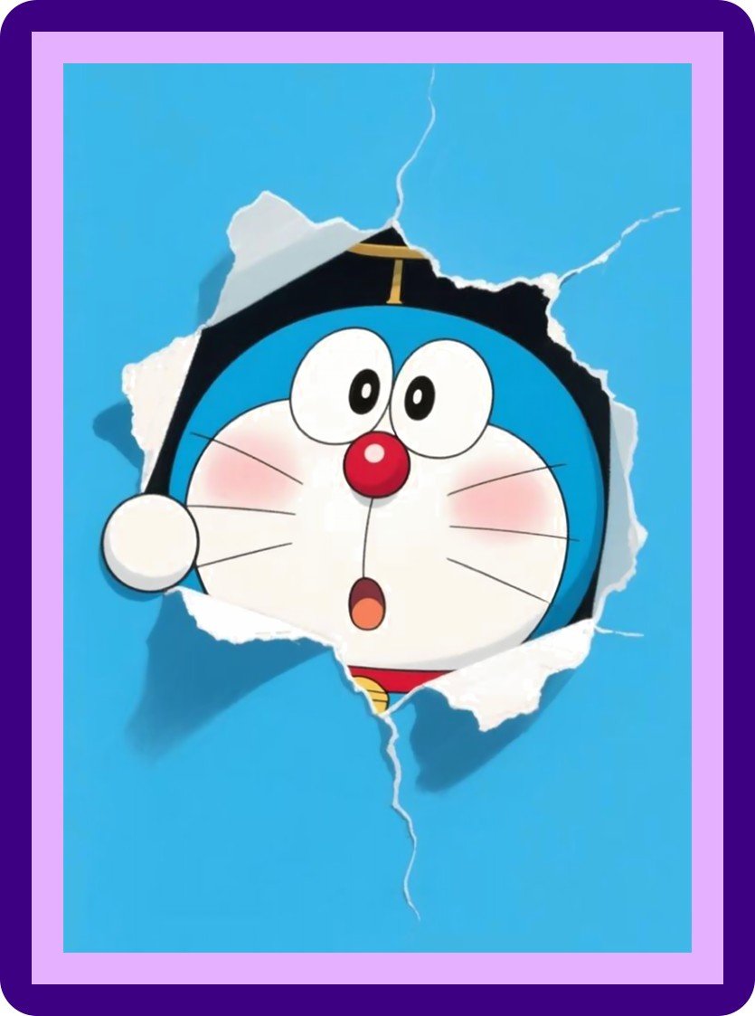 Doraemon Breaking Through Wall Surprise Aesthetic Poster