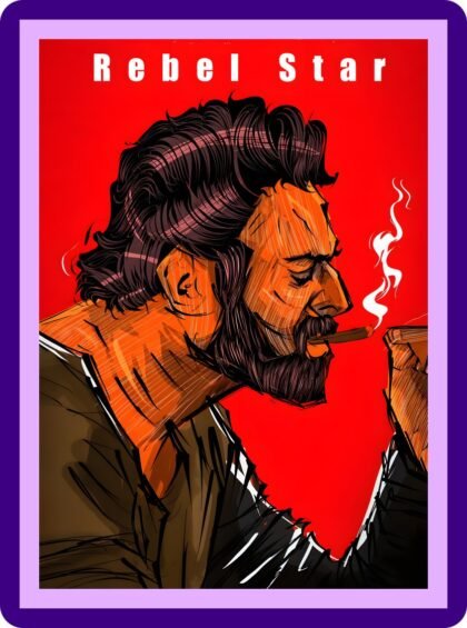 Prabhas Rebel Star Illustrated Art Red Cigar Aesthetic Poster