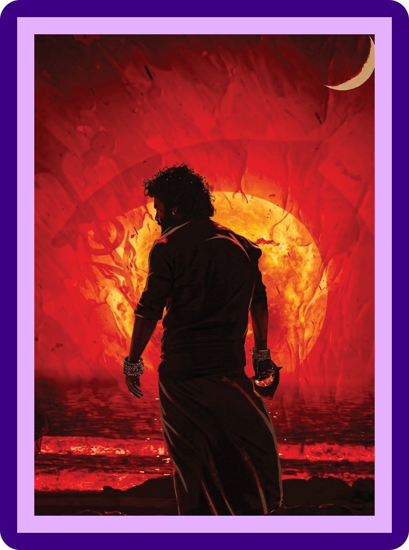 Jr NTR Devara Fire Sun Crescent Moon Silhouette Aesthetic Poster
