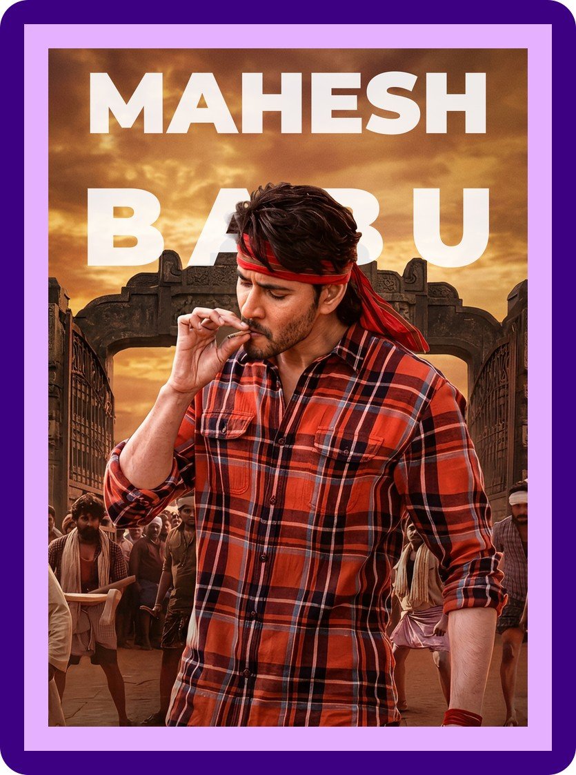 Mahesh Babu Red Shirt Headband Epic Street Look Aesthetic Poster
