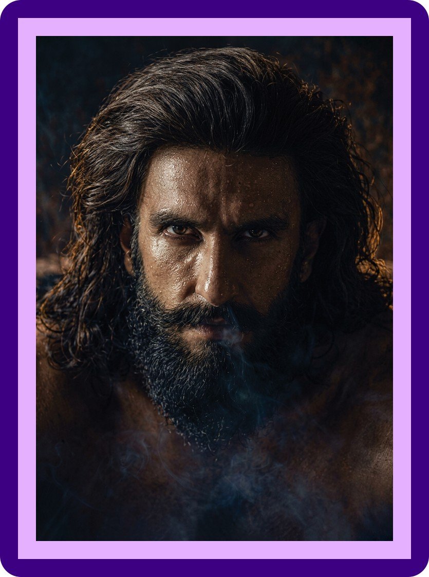 Ranveer Singh Dark Intense Warrior Portrait Smoke Aesthetic Poster
