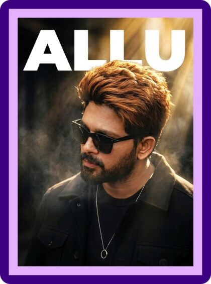Allu Arjun Stylish Star Golden Dramatic Light Aesthetic Poster