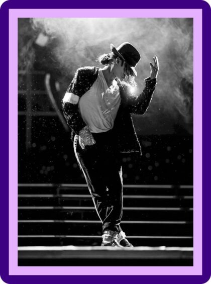 Michael Jackson Moonwalk Stage Silhouette Black & White Aesthetic Poster