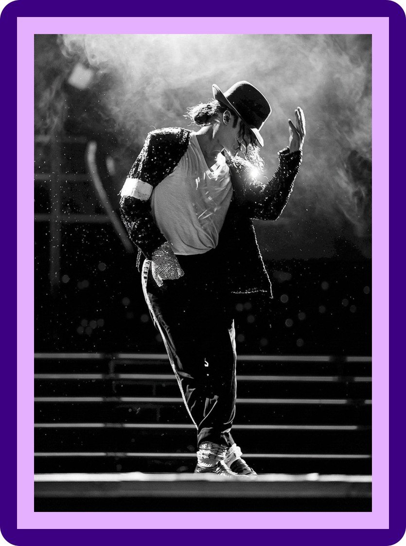 Michael Jackson Moonwalk Stage Silhouette Black & White Aesthetic Poster