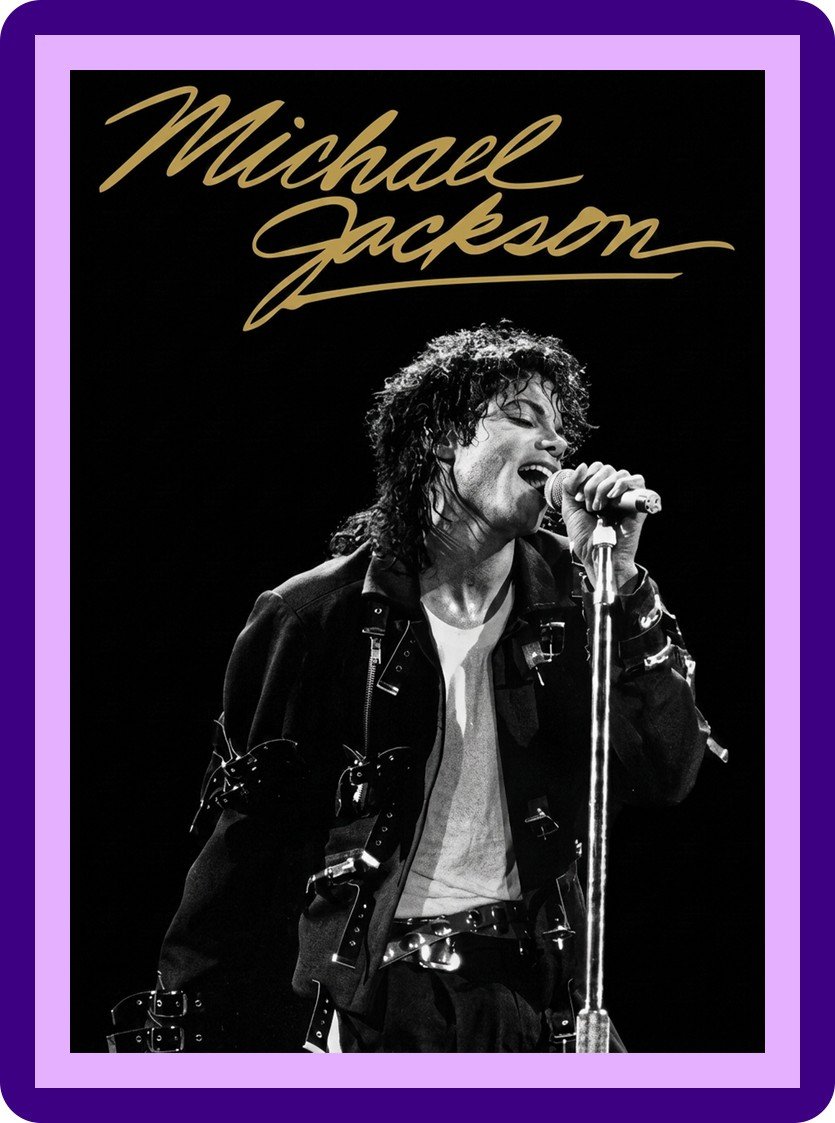 Michael Jackson Live Concert Gold Signature Mic Black & White Aesthetic Poster