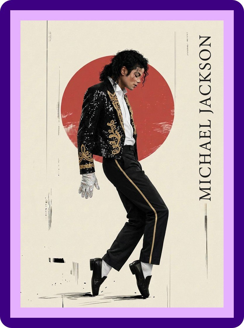 Michael Jackson Red Circle Editorial Sequin Glove Iconic Aesthetic Poster