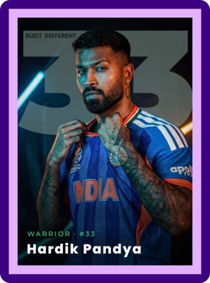 Rohit Sharma Hitman Batting Action India Blue Aesthetic Poster