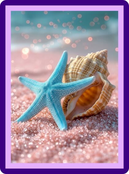 Starfish Seashell Pink Sand Bokeh Aesthetic Poster
