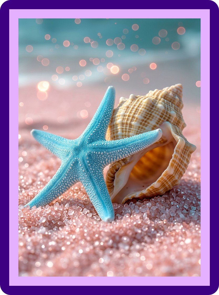 Starfish Seashell Pink Sand Bokeh Aesthetic Poster