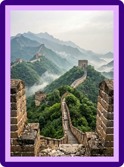 Great Wall Of China Misty Mountains Aesthetic Poster