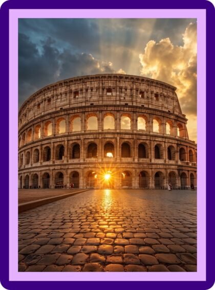Colosseum Rome Sunrise Aesthetic Poster