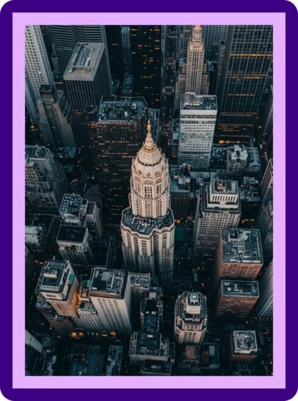 New York City Aerial Skyline Dusk Aesthetic Poster