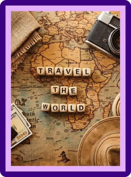 Travel The World Vintage Map Typography Aesthetic Poster