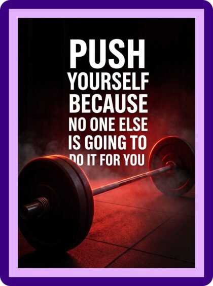 Push Yourself Barbell Red Smoke Gym Aesthetic Poster