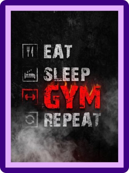 Eat Sleep Gym Repeat Fire Icon Aesthetic Poster