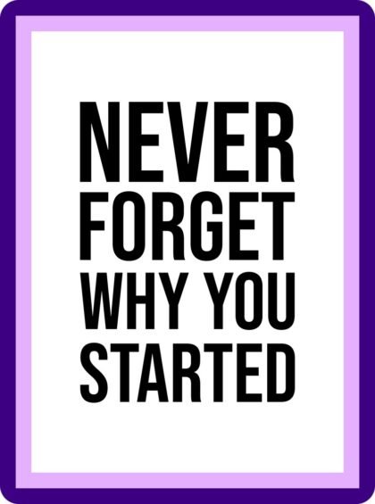 Never Forget Why You Started Bold Typography Aesthetic Poster