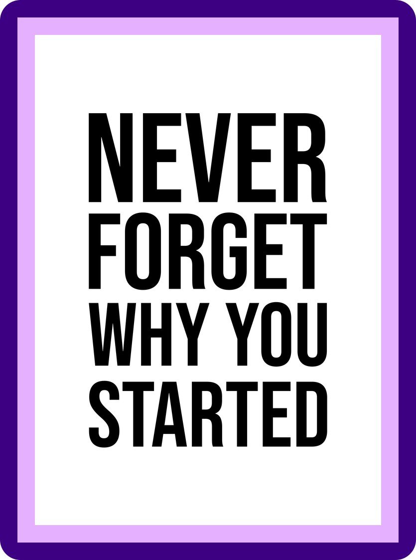 Never Forget Why You Started Bold Typography Aesthetic Poster