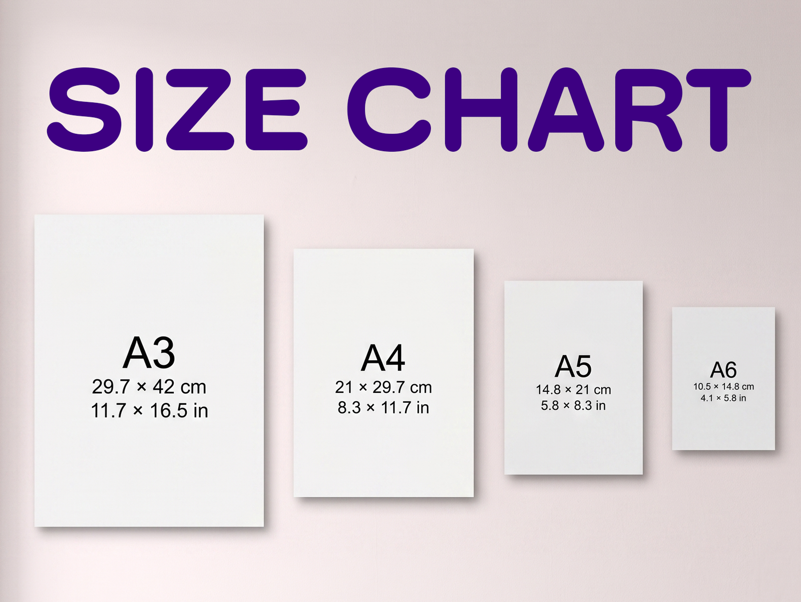 Poster Size Chart — A3, A4, A5, A6