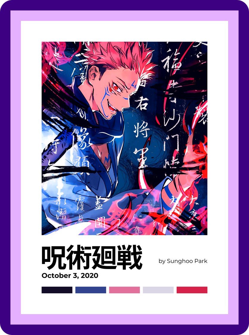 Jujutsu Kaisen Sukuna Cursed Energy Minimalist Anime Poster