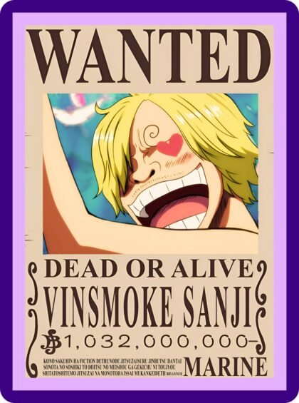 One Piece Vinsmoke Sanji Wanted Poster Anime Print
