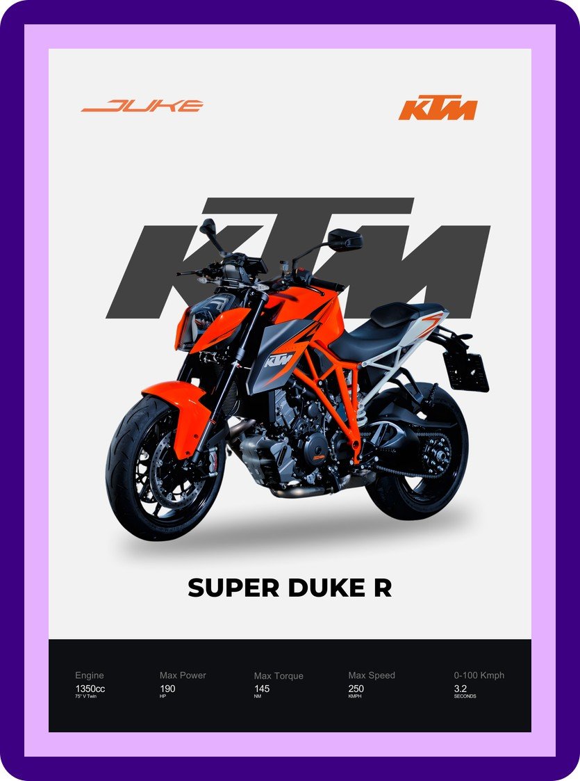KTM Super Duke R Orange Beast Bike Poster