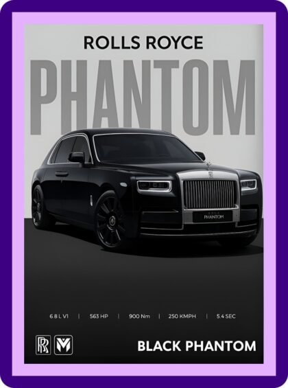 Rolls Royce Black Phantom Luxury Car Poster
