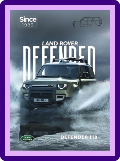 Land Rover Defender 110 Water Splash Car Poster