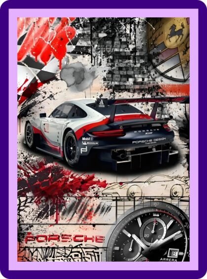 Porsche 911 RSR Graffiti Art Car Poster
