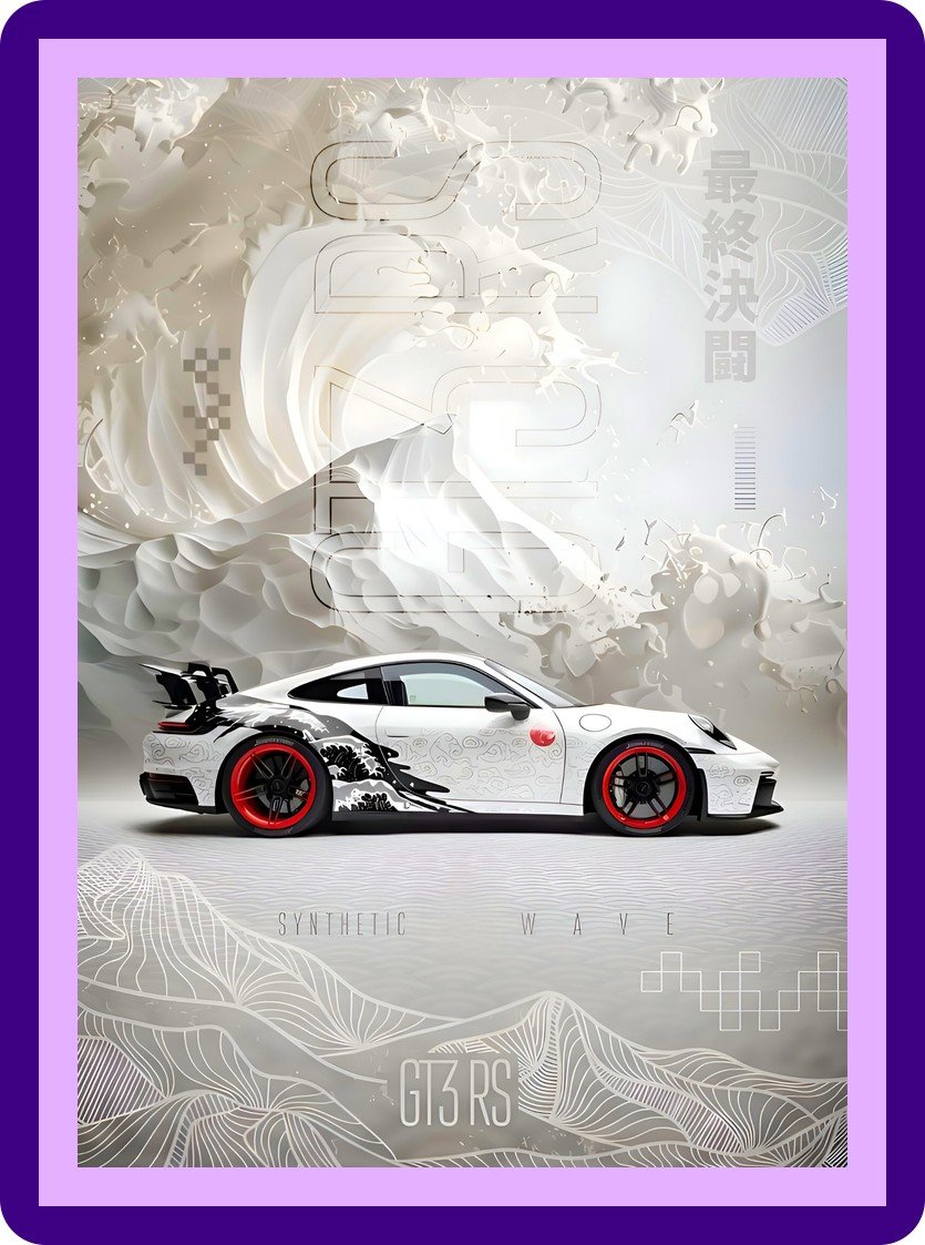 Porsche GT3 RS Synthetic Wave Art Car Poster