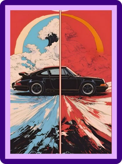 Porsche 911 Wave Art Split Car Poster