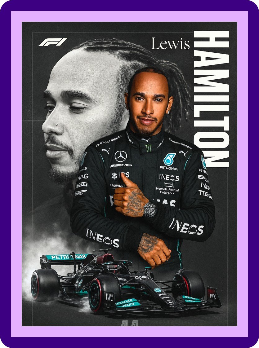 Lewis Hamilton Mercedes Portrait F1 Poster