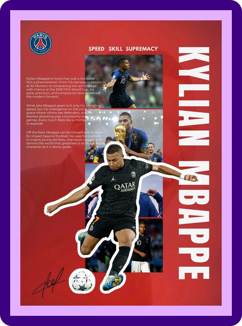 Kylian Mbappe Speed Skill Supremacy Football Poster