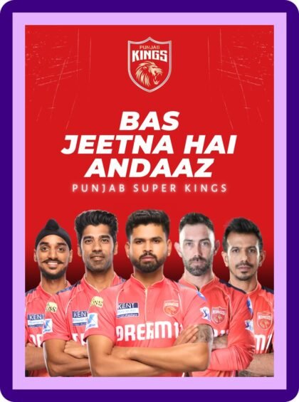 Punjab Kings Bas Jeetna Hai Andaaz IPL Squad Poster
